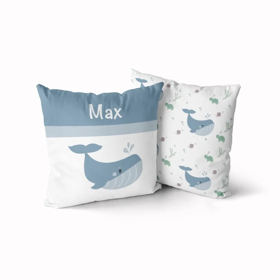 Naamkussen walvis voor de baby,- of kinderkamer 1 naam kussen walvis jongetje blauw kinderkamer