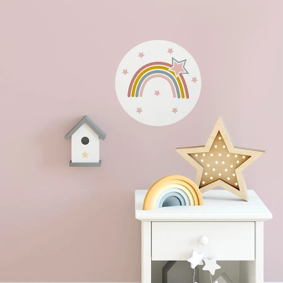 Muurcirkels met regenboog in diverse kleuren en maten 5 muurcirkels regenboog 20cm hiphuisje