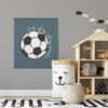 donkerblauwe xl textielposter voetbal kinderkamer decoratie hip huisje