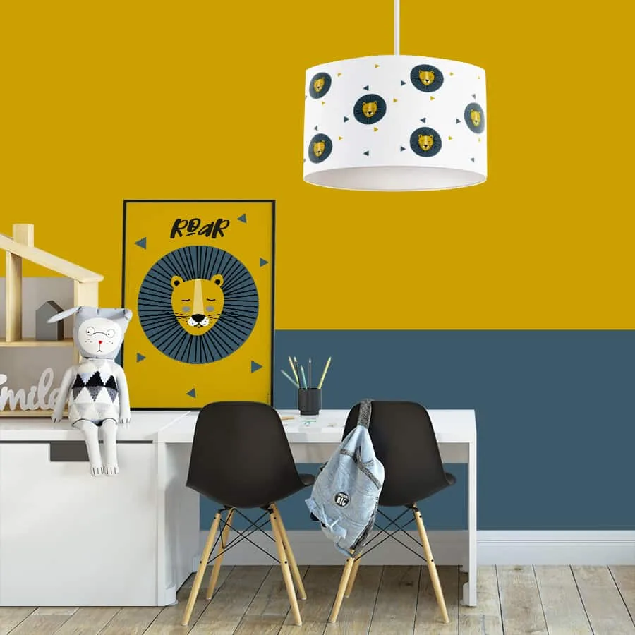hanglamp leeuw blauw oker hiphuisje