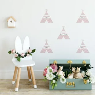 kleine muurstickers tipi roze meisjeskamer