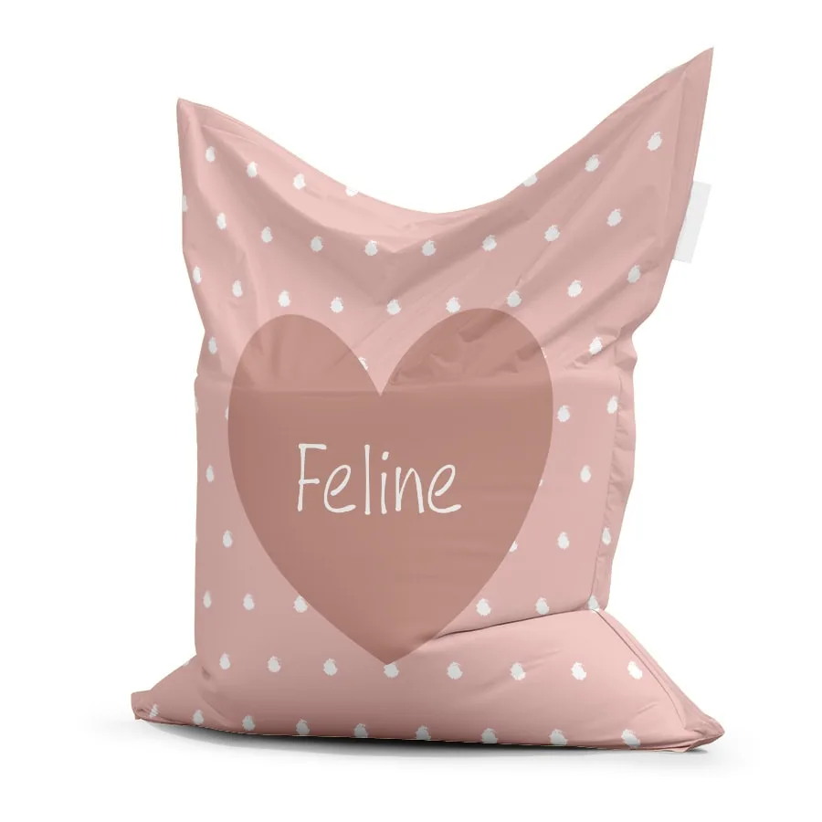 Zitzak met hartje en naam in diverse kleuren 3 zitzak hartje roze meisje kinderkamer