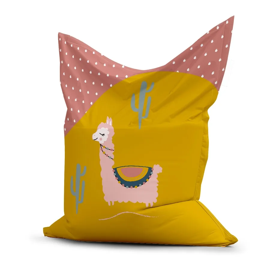 zitzak lama okergeel oudroze hiphuisje