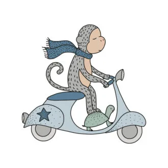 stickers aapje scooter hiphuisje