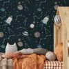 kinderkamer behang ruimtevaart donkerblauw