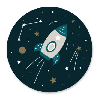 ruimtevaart muurcirkel donkerblauw 40 cm kinderkamer