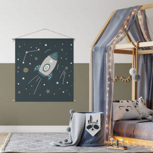 Textielposter met ruimtevaart heelal hiphuisje