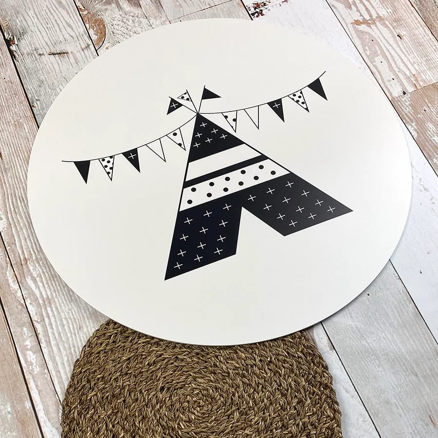 XL Muurcirkel tipi zwart wit | 60 cm | 2 XL muurcirkel tipi zwartwit hiphuisje