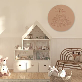 10x naturel meisjeskamer ideeën met hartje & pauw print 4 MUURCIRKEL MET NAAM EN PAUW IN NATUREL HIPHUISJE