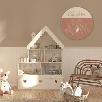 NAAMCIRKEL PAUW OUDROZE VOOR DE KINDERKAMER HIPHUISJE