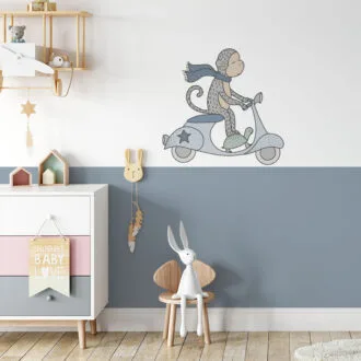 aapje muursticker scooter kinderkamer hiphuisje kopiëren