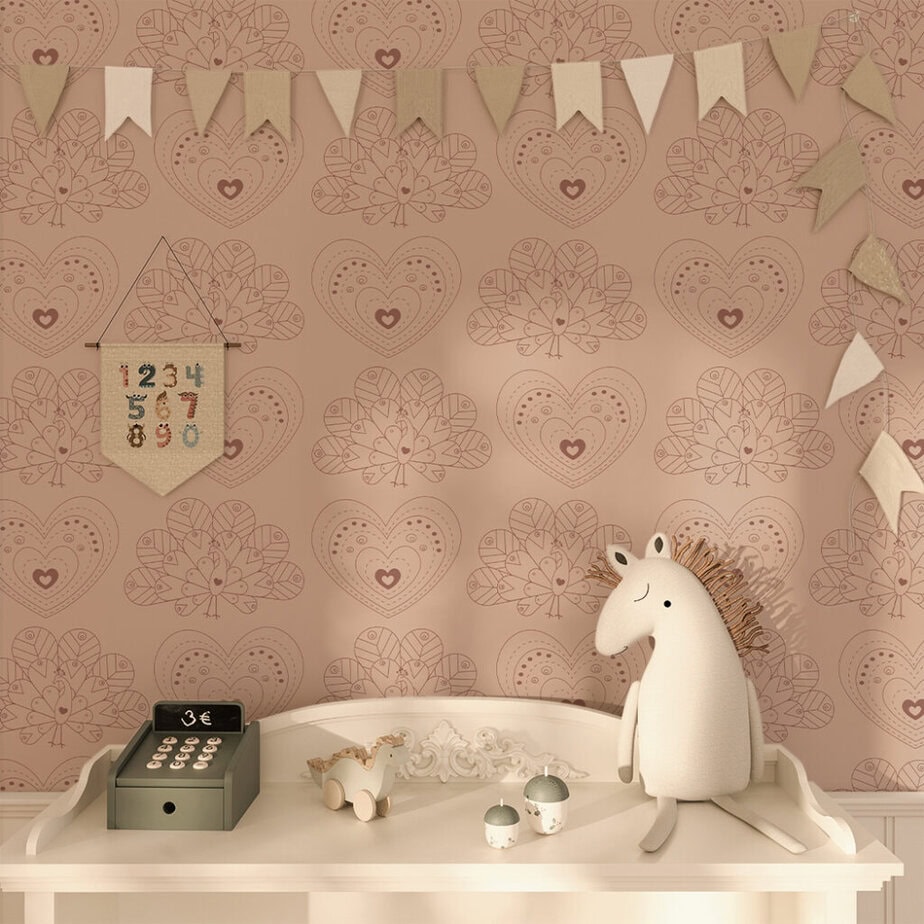 behang hartje pauw naturel kinderkamer behang hiphuisje behang hartje pauw naturel kinderkamer behang hiphuisje