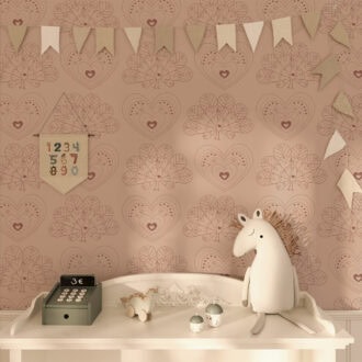 behang hartje pauw naturel kinderkamer behang hiphuisje
