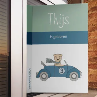 geboortebord cheetah auto jongetje geboren hiphuisje
