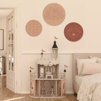 muurcirkels hartje pauw naturel kinderkamer hiphuisje