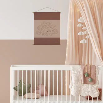 textielposter met pauw naturel tinten hip huisje