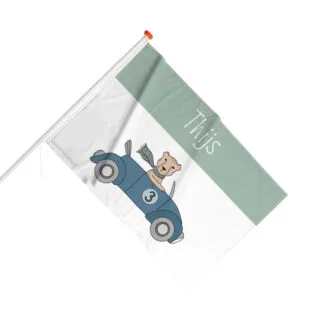 geboortevlag cheetah in een auto