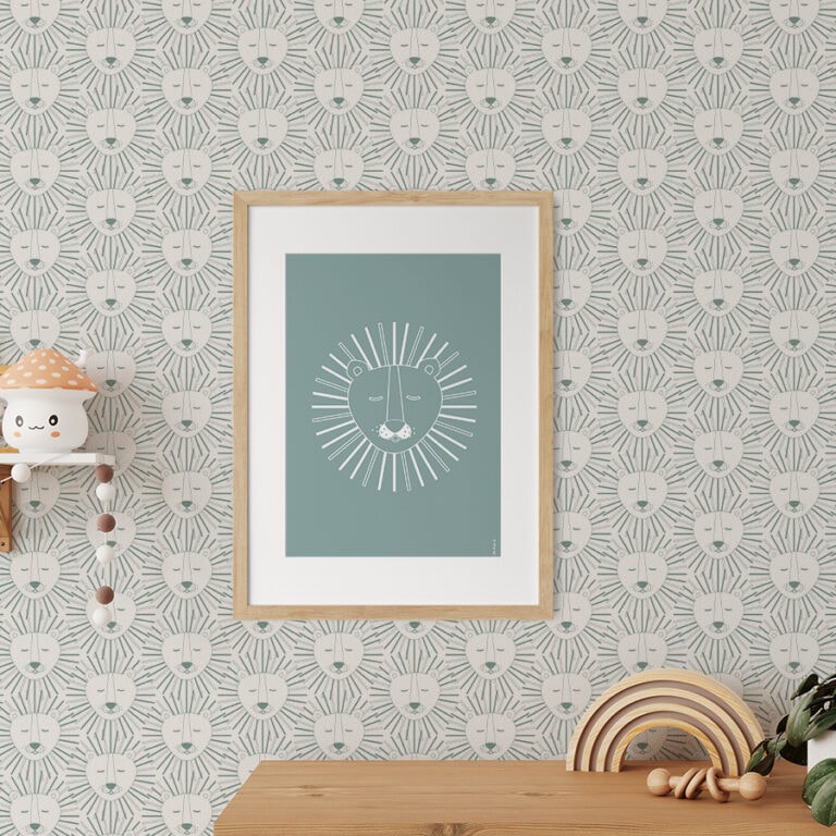 poster leeuw groen voor de kinderkamer
