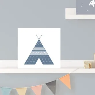tegeltje tipi blauw grijs kinderkamer hiphuisje