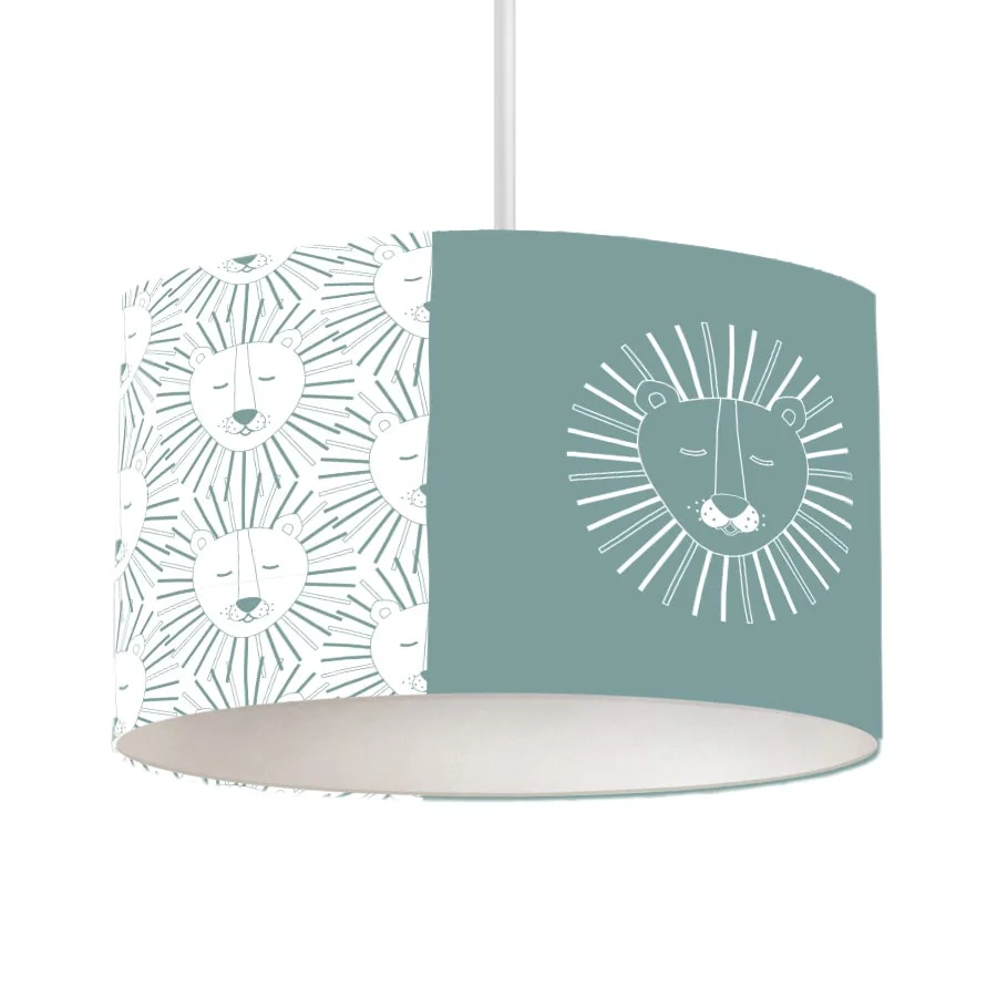 hanglamp met leeuwen in groen voor de kinderkamer - hiphuisje