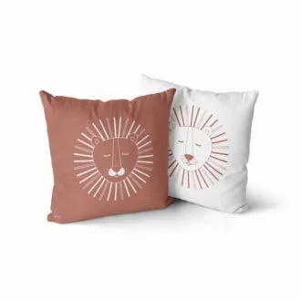 Kussen met een leeuw in bruine tint