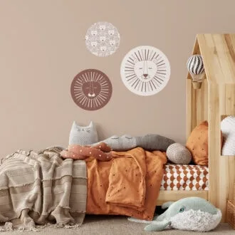 muurcirkels met leeuw in roestbruin kinderkamer interieurtrends voor 2022hiphuisje