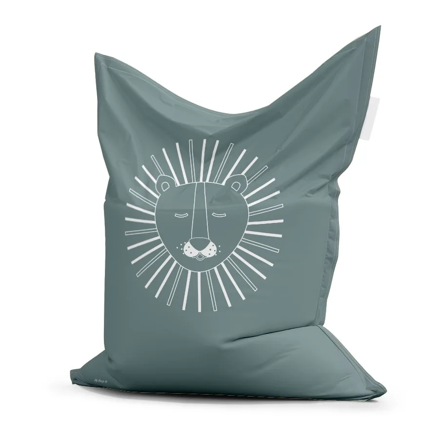 zitzak met leeuw in groen kinderkamer decoratie zitten - Hip Huisje