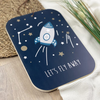 decoratie hout bord ruimtevaart geboorte kinderkamer hiphuisje