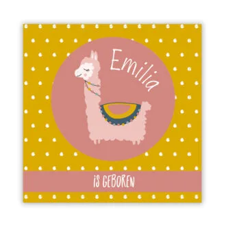 RAAMSTICKER GEBOORTE LAMA OKER OUDROZE HIPHUISJE