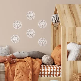 kleine muurstickers met leeuw in bruin decoratie kinderkamer- hiphuisje