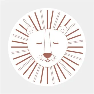 kleine muursticker met leeuw in bruin voor de kinderkamer - hip huisje