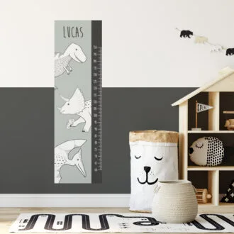 Groeimeter muursticker in groen met dino's jongenskamer