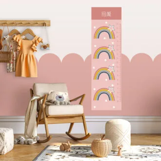 Groeimeter regenboog roze kinderkamer