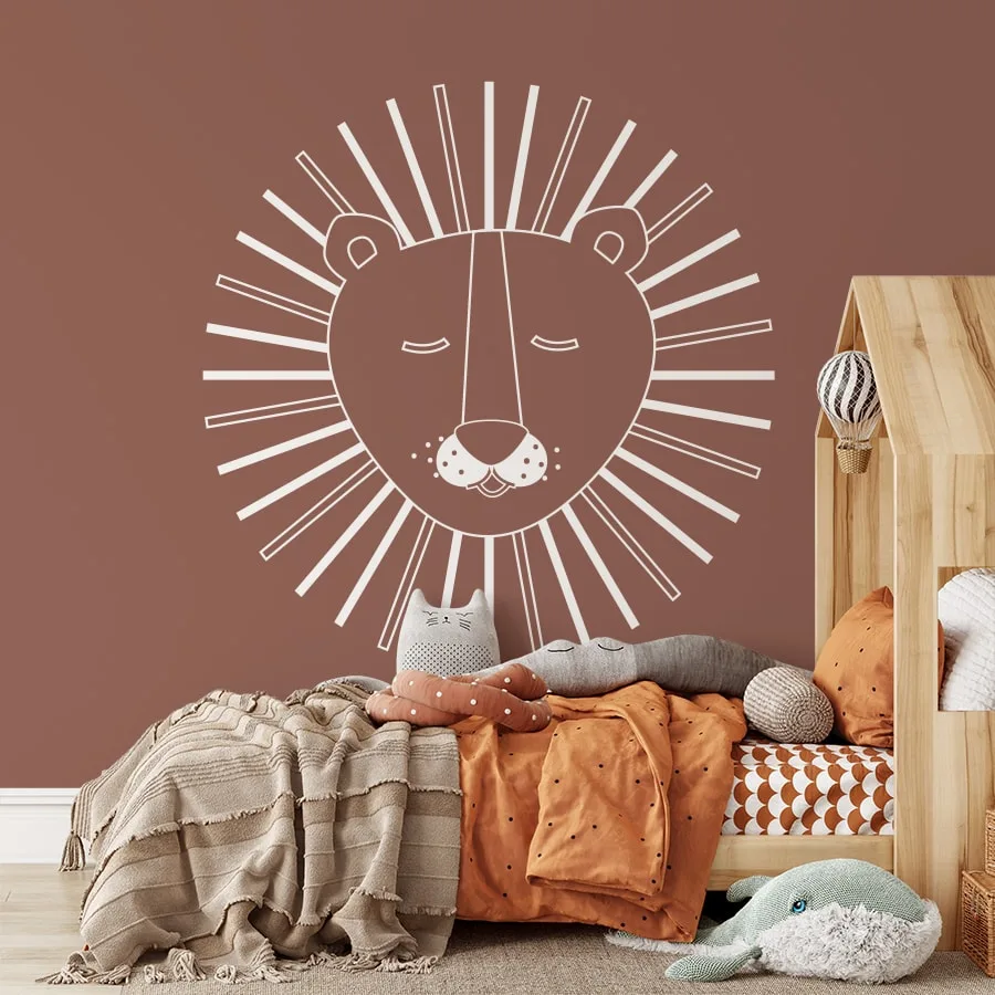 Behang leeuw in bruin groot formaat kinderkamer