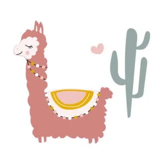 Muursticker lama oudroze hiphuisje