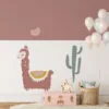 Muursticker met lama in oudroze - hiphuisje