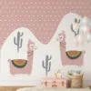 XL behang lama's in roze met witte print - hip huisje