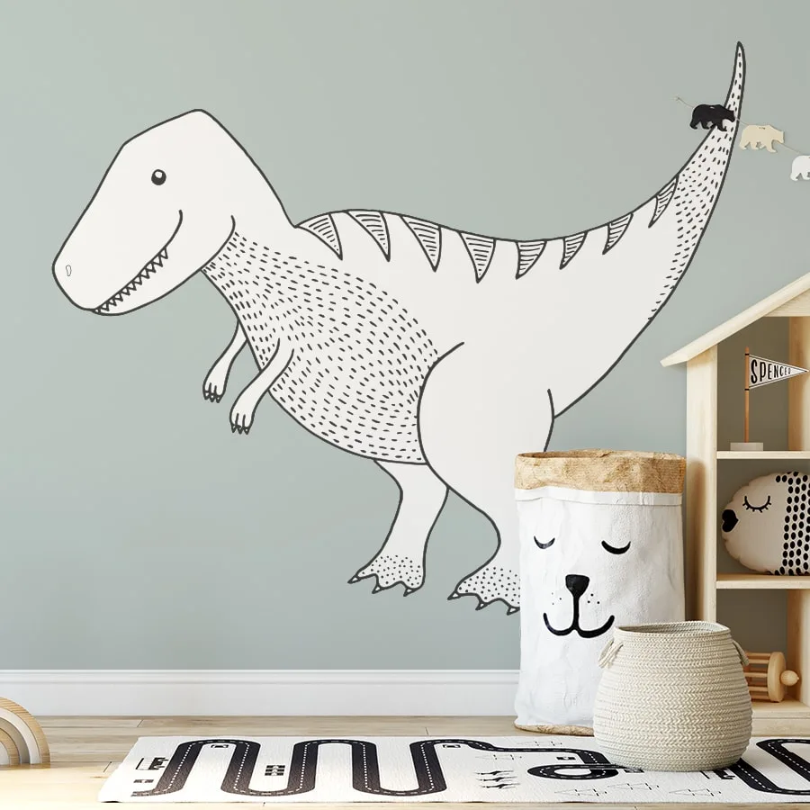 XL behang dino t rex groen jongenskamer