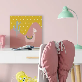 Forex tegeltje met lama in oudroze en oker - hiphuisje