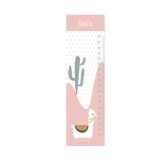 muursticker groeimeter roze wit lama meisjeskamer