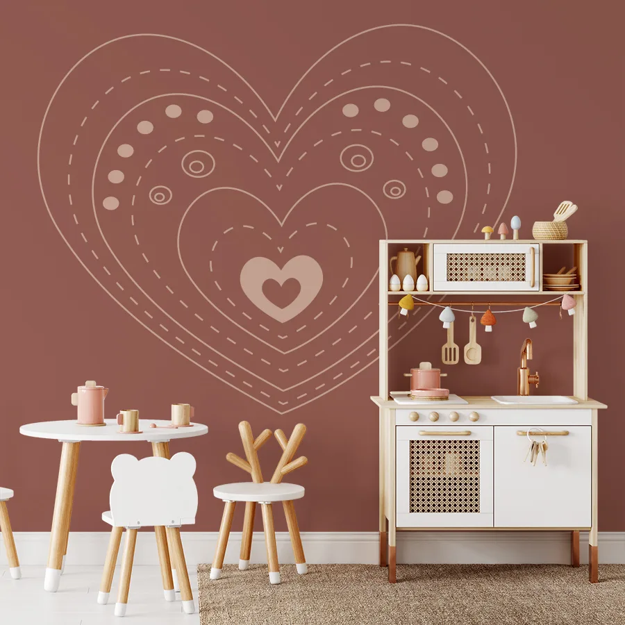 behang groot hart bruin kinderkamer