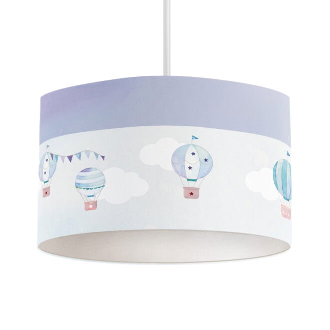 hanglamp met luchtballonnen in blauw kinderkamer vrijstaand hiphuisje