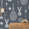 behang print tennis XL blauw hiphuisje