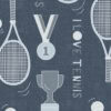 behang tennis XL print blauw