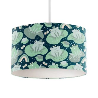 hanglamp in donkerblauw met kikker print kinderkamer hiphuisje