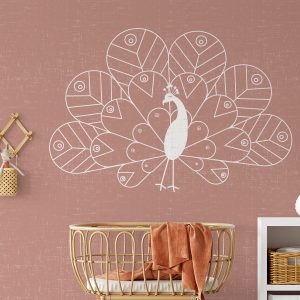 xl behang pauw oudroze meisjeskamer decoratie hiphuisje