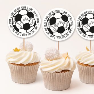 Traktatie cupcake prikkers met voetbal print