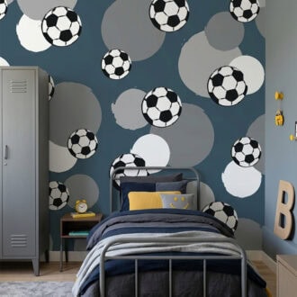 XL behang voetbal blauw kinderkamer voetbal thema