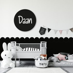 behang golfjes zwart naamcirkel hiphuisje