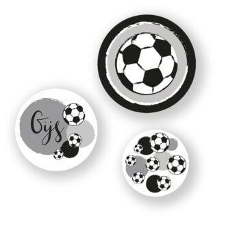 muurcirkel set voetbal zwart wit grijs kinderkamer